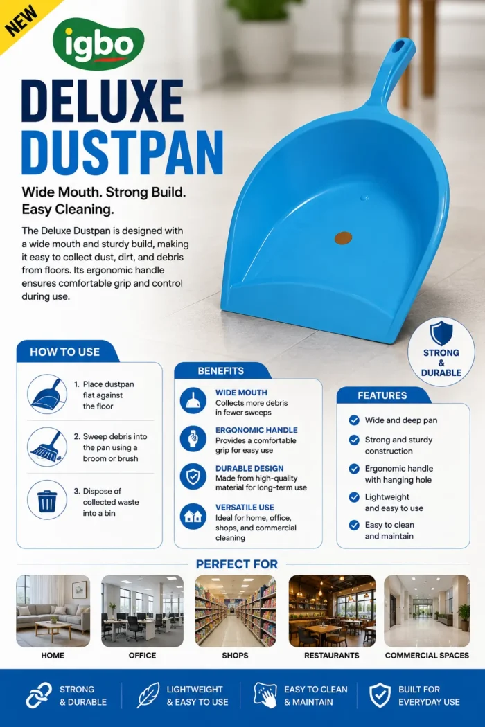Dust Pan Delux IGBO Super Dust Pan for Easy Dust Collection and Floor Cleaning
